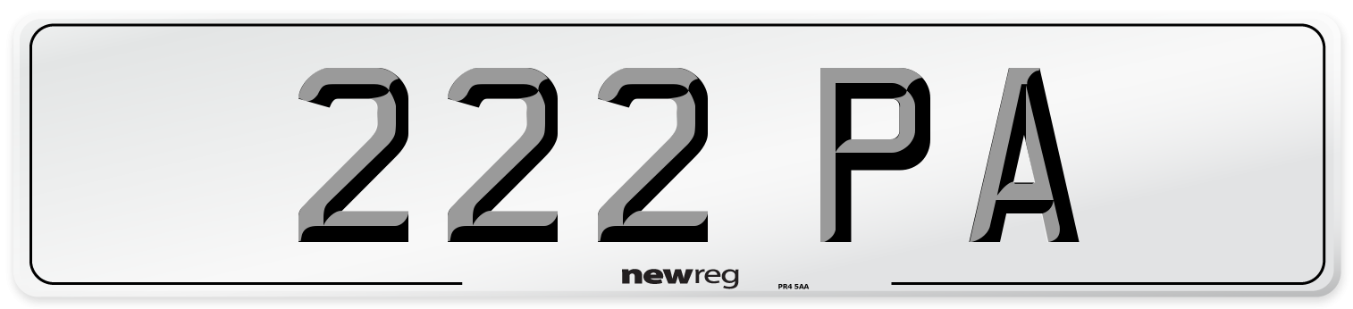 222 PA Number Plate from New Reg